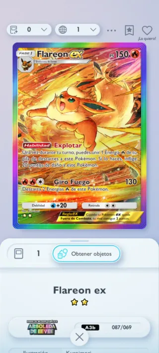 Carta Pokémon Flareon EX Arcoiris Full Art