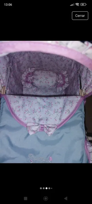 Cochecito de muñecas capota floral