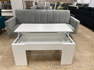 Sofá Cama Click Clack + Mesa Elevable Blanca NUEVA