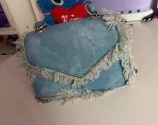 Borsa donna in denim con frange