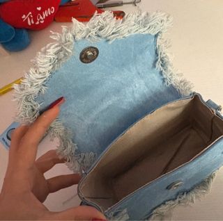Borsa donna in denim con frange