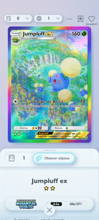 Carta Pokémon Jumpluff EX Arcoíris Full Art