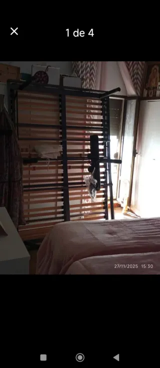 Somier de cama metálico y de madera