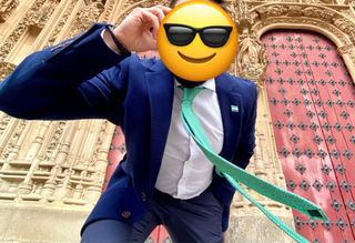 Americana Purificación García Azul Hombre