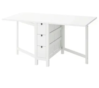 Mesa plegable Ikea blanca con cajones