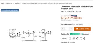 Lavabo con pedestal 60 cm