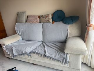 Sofá 2 plazas beige y gris