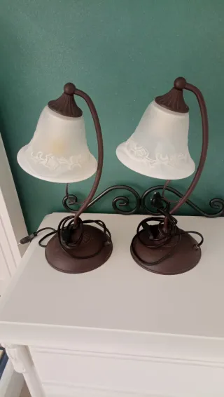 Lámpara de techo de forja y cristal Alabastro