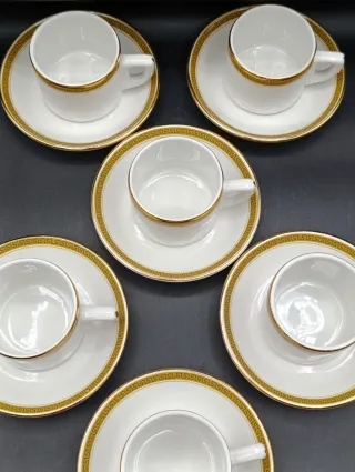 Set 6 Tazas Café Porcelana Churchill Doradas