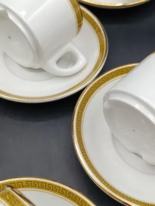 Set 6 Tazas Café Porcelana Churchill Doradas