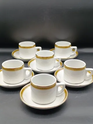 Set 6 Tazas Café Porcelana Churchill Doradas