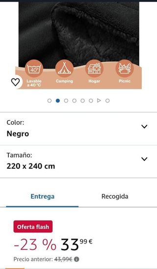 Manta para sofá o cama 220 x 240 cm