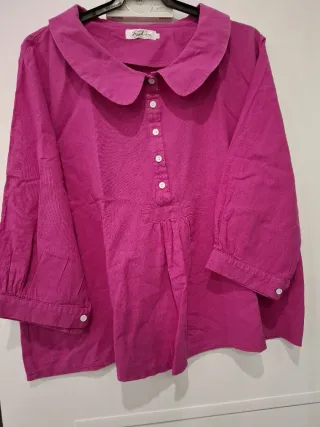 Blusa rosa con cuello Peter Pan