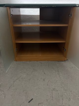 Mueble TV vintage verde y madera