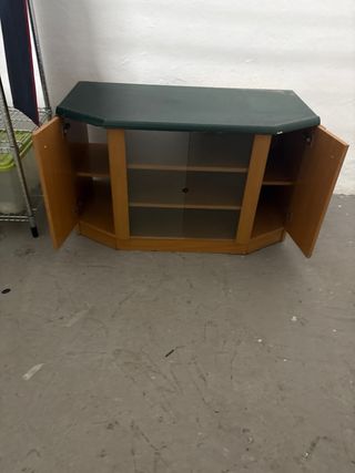 Mueble TV vintage verde y madera