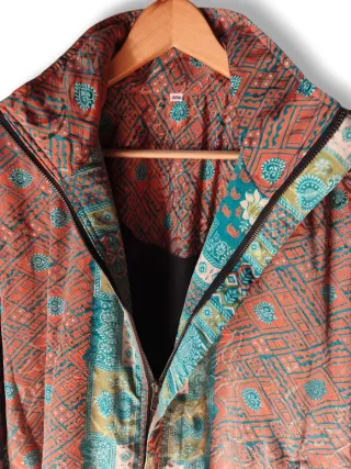 Chaqueta bomber sari seda reciclado única