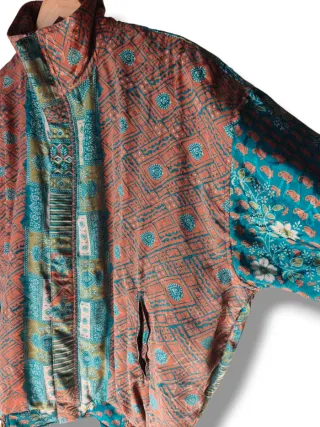 Chaqueta bomber sari seda reciclado única
