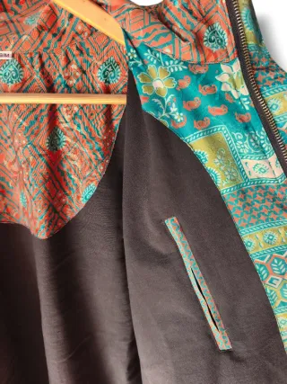 Chaqueta bomber sari seda reciclado única