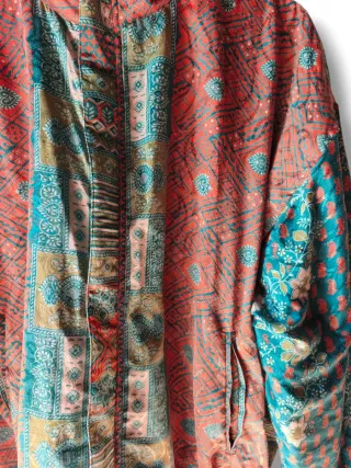 Chaqueta bomber sari seda reciclado única