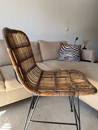 Juego de 2 Sillas Mimbre y Metal