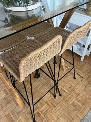 Mesa alta cristal y sillas (set)