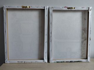 2 Cuadros Lienzo Baño Flores 34x25.5cm