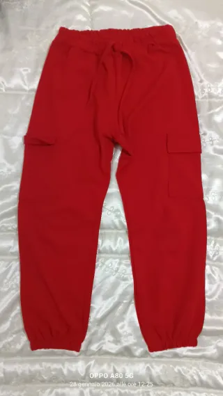 Pantaloni cargo rossi donna taglia S