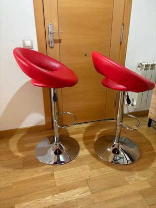 2 Taburetes altos Rojo/Plata
