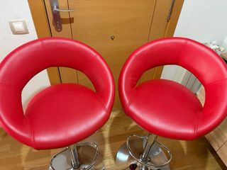2 Taburetes altos Rojo/Plata