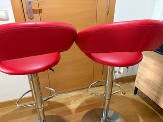 2 Taburetes altos Rojo/Plata