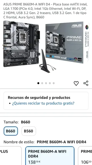 Placa Base Asus PRIME B660M-A D4 Micro ATX