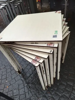 Mesas de terraza apilables madera y metal