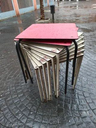 Mesas de terraza apilables madera y metal