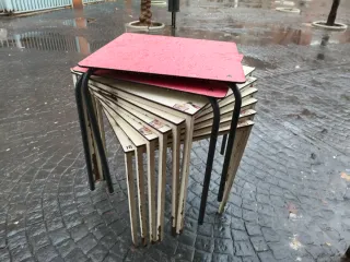 Mesas de terraza apilables madera y metal