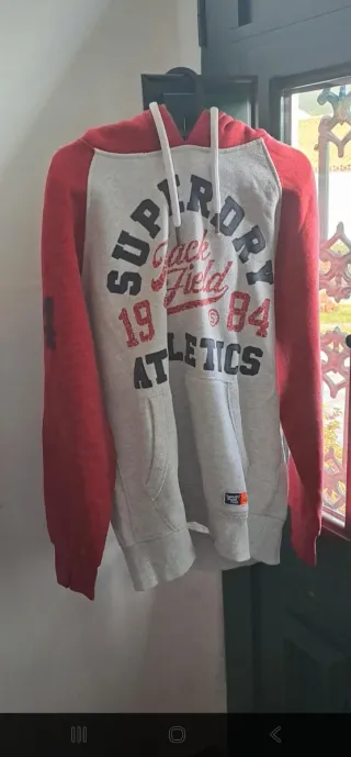 Casaco Superdry cinza e vermelho