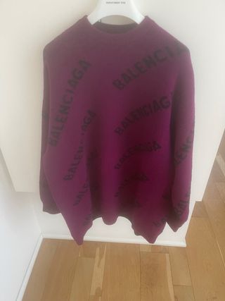 Maglione Balenciaga Viola Logo All-Over