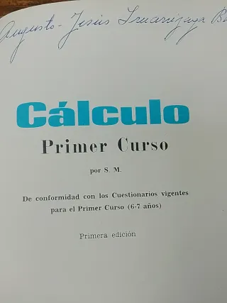 Antiguo libro Cálculo 1er Curso S.M. Pinocchio
