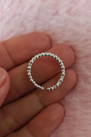 Anillo Plata Ajustable Bolitas