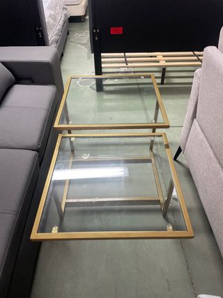 Mesitas Nido Centro Cristal y Metal Dorado