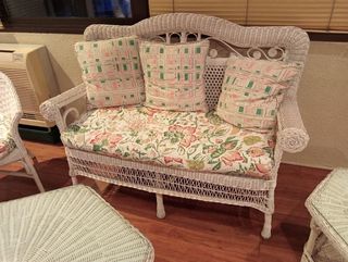 Conjunto Muebles Jardín Ratán Blanco 7 Piezas