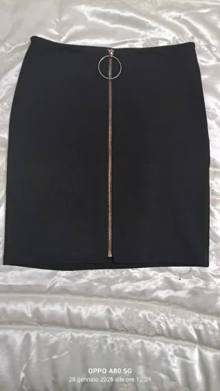 Gonna nera donna con zip, taglia unica