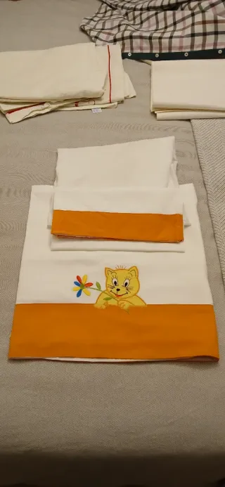 Sábanas Cuna Bebé con Dibujo de Gato
