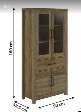 Vitrina Aparador Blanco Madera y Cristal