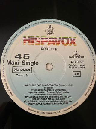 Roxette - Dressed For Success - Vinilo Maxi 1988