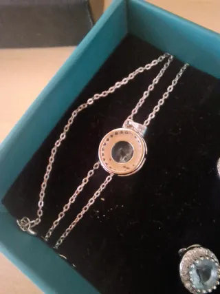 Conjunto de plata Visetti con piedras azules