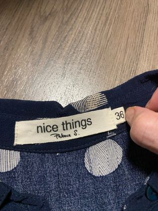 Vestido azul marino con topos nice things T.36