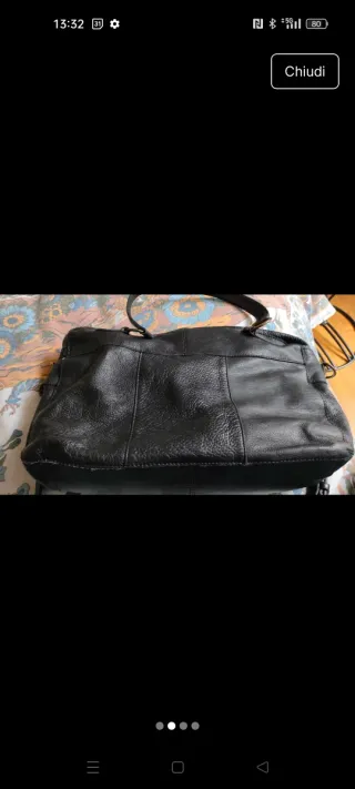 Borsa in vera pelle nera con tracolla