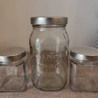 Juego 3 tarros cristal tapa metal