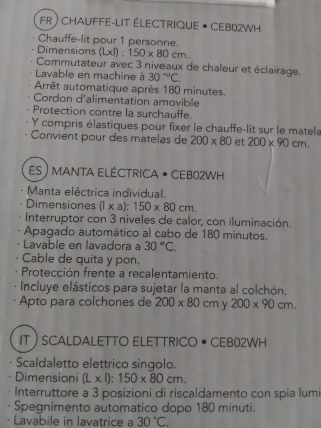 Calienta cama 150x80