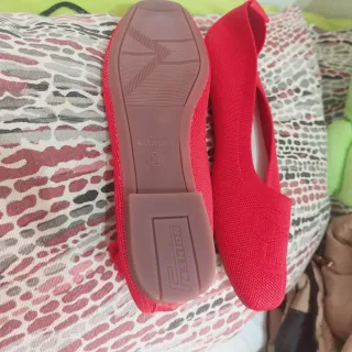 Zapatillas planas de punto color rojo talla 39